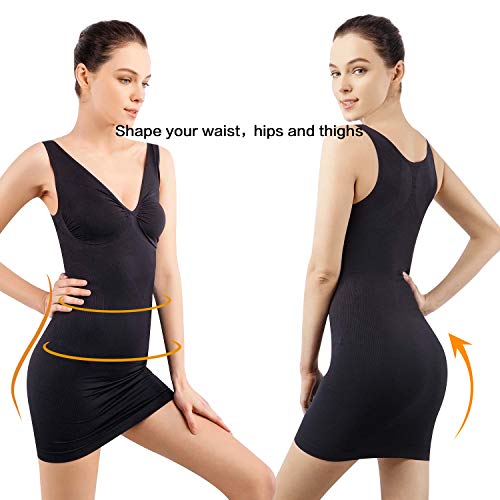 Combinación Moldeadora con Tirantes Anchos Vestido Moldeador Mujer Shapewear Body Shaper NegroM