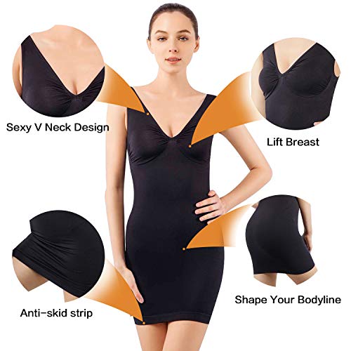 Combinación Moldeadora con Tirantes Anchos Vestido Moldeador Mujer Shapewear Body Shaper NegroM