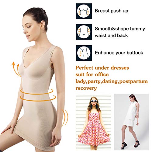 Combinación Moldeadora con Tirantes Anchos Vestido Moldeador Mujer Shapewear Body Shaper Nudes