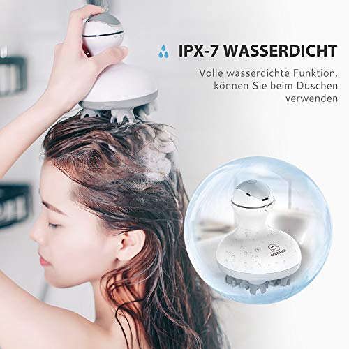 COMFIER Masajeador Inalámbrico para el Cuero Cabelludo:Rascador Eléctrico de Masaje de Cabeza con 84 Nodos de Amasamiento, para Crecimiento del Cabello y Relajación del Estrés