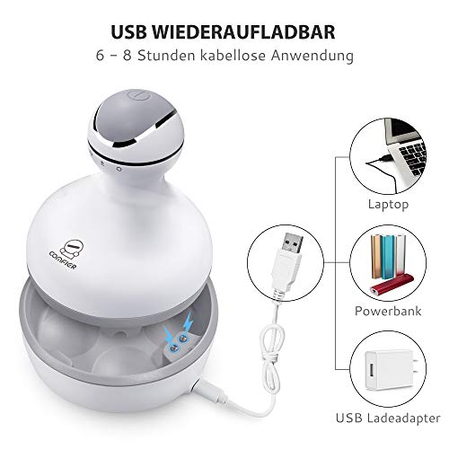 COMFIER Masajeador Inalámbrico para el Cuero Cabelludo:Rascador Eléctrico de Masaje de Cabeza con 84 Nodos de Amasamiento, para Crecimiento del Cabello y Relajación del Estrés