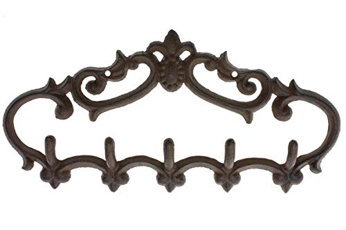 Comfify Colgador de Pared de Hierro Fundido - Diseño Vintage con 5 Ganchos - Llaves, Toallas, etc. - Montado en la Pared, Metal, Trabajo Pesado, Rústico, Vintage, Idea de Regalo Decorativo - Marrón