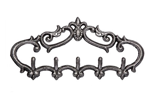Comfify Colgador de Pared de Hierro Fundido -Diseño Vintage con 5 Ganchos - Llaves, Toallas - Montado en la Pared, Metal, Trabajo Pesado, Rústico, Vintage, Idea de Regalo Decorativo - Negro Plata
