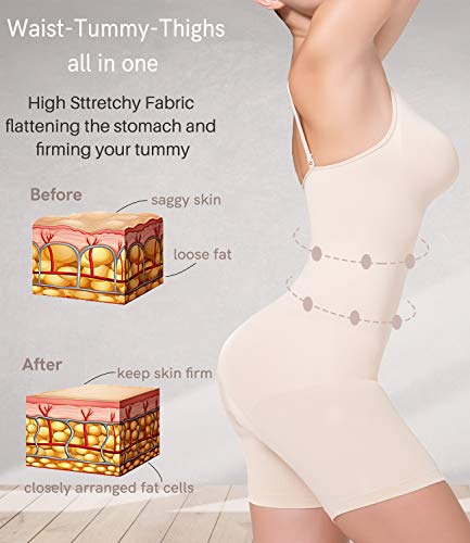 COMFREE Bodies Moldeadores Sin Costuras Faja Reductora Abdomen Body Reductor Adelgazantes Lencería Moldeadora Cómodo Body Shaper Invisibles Elástico Shapewear para Mujer Beige M