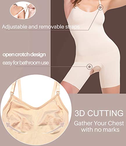 COMFREE Bodies Moldeadores Sin Costuras Faja Reductora Abdomen Body Reductor Adelgazantes Lencería Moldeadora Cómodo Body Shaper Invisibles Elástico Shapewear para Mujer Beige M