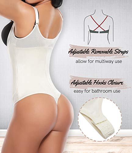 COMFREE Faja Body Shapewear Body Moldeadora Body Moldeador Body Redactor Lencería Adelgazante Ropa Interior Reductora Mujer Sin Costuras Vientre Plano Reductoras Abdomen Beige 36 38