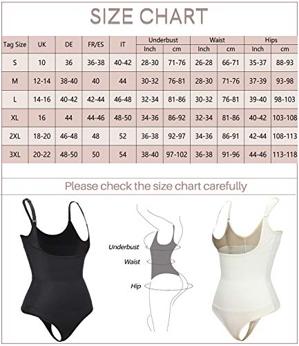 COMFREE Faja Body Shapewear Body Moldeadora Body Moldeador Body Redactor Lencería Adelgazante Ropa Interior Reductora Mujer Sin Costuras Vientre Plano Reductoras Abdomen Beige 36 38