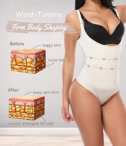 COMFREE Faja Body Shapewear Body Moldeadora Body Moldeador Body Redactor Lencería Adelgazante Ropa Interior Reductora Mujer Sin Costuras Vientre Plano Reductoras Abdomen Beige 36 38