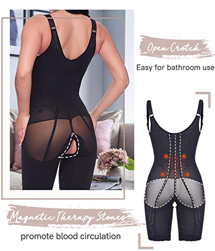 COMFREE Faja Reductora Adelgazantes Bodies Control De Barriga Body Reductor Ajustable Body Shaper LenceríA Moldeadora Busto Abierto Bodysuit Postparto Slimming Modeladora Mujer Shapewear(Negro,M)