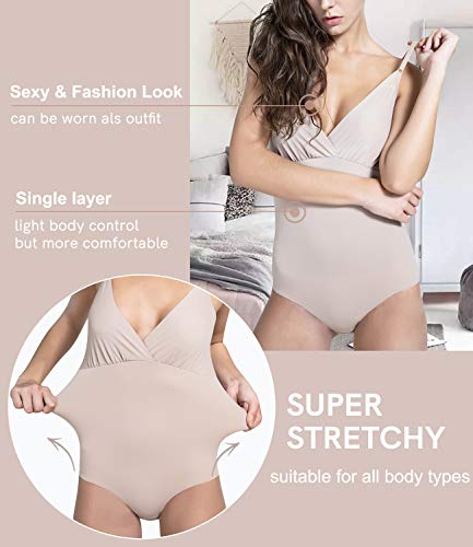 COMFREE Mujer Bodies Moldeadores Súper Alto Elástico sin Costuras Lifting de Cadera Cómodo Y Ligero Beige L