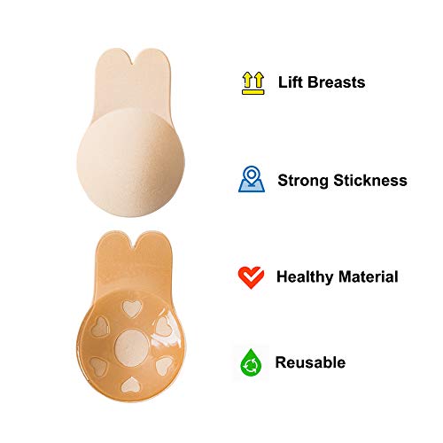 Comfyin Sujetador Push Up Adhesivo para Mujer sin Espalda Sostén Pezonera sin Tirantes Elevación del Pecho