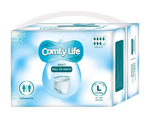 ComfyLife Premium Incontinencia Para Adultos Panales Pull Up Diaper Pants - Talla Large 12 Paquetes De Alta Ansorbencia (Descuento por cantidad disponible para clientes principales)