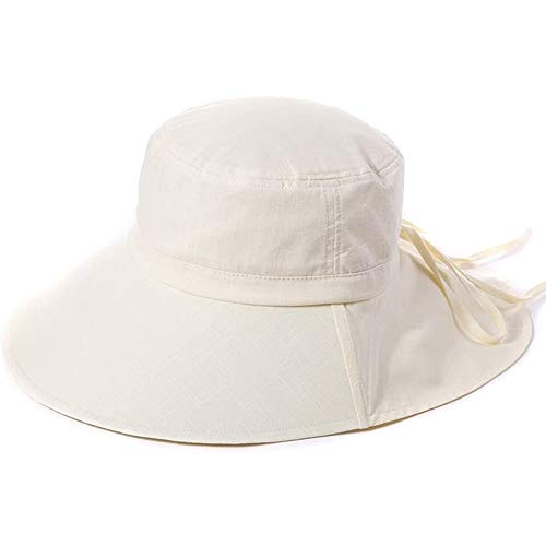 Comhats Mujer Sol Verano Algodón Sombrero De ala Ancha Tapa Abatible UPF 50 + Barbilla Manera Gorro Beige L