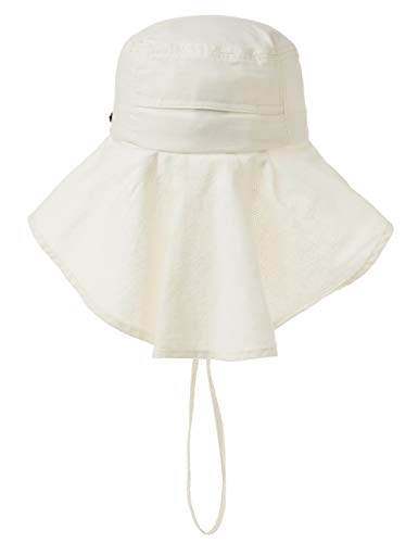 Comhats - Sombrero para Mujer con protección Solar UPF 50+ Safari, ala Ancha, Cuello Ajustable, con Correa para la Barbilla y Agujero para la Cola de Caballo Beige 00020_Beige M