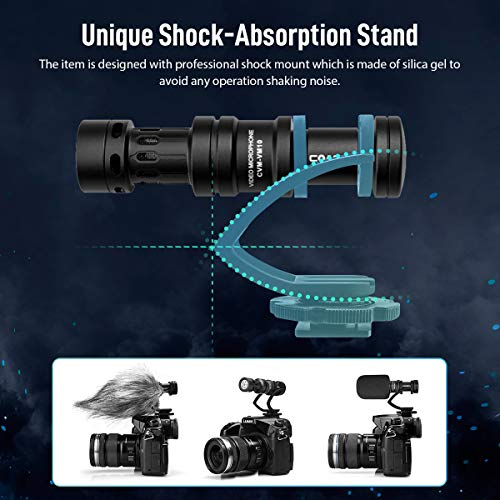 comica CVM-VM10II Microfono Video, Mini Micrófono Camara Reflex, Microfono Shotgun Direccional Micrófono DSLR, Micrófono Condensador Supercardioide Direccional para Smartphone