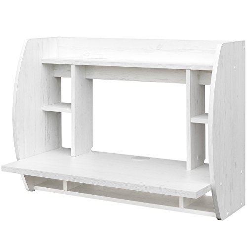 COMIFORT Escritorio Colgante - Mesa de Pared con Librería de Estructura Firme, Moderna y Minimalista con Baldas Espaciosas y de Gran Capacidad, Color Nordic