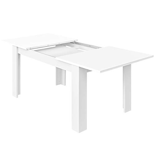 COMIFORT Mesa de Comedor- Mueble Extensible, de Estilo Moderno, Muy Resistente, con Medidas de 140/190 x 90 x 78 cm, Fabricado en Europa, Color Blanco