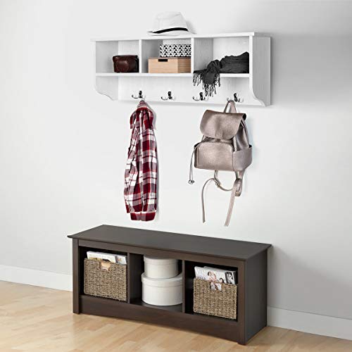 COMIFORT Perchero de Pared - Estantería con 4 Colgadores y 2 Baldas, de Estilo Moderno y Minimalista, Muy Resistente y Robusta, de Color Nordic