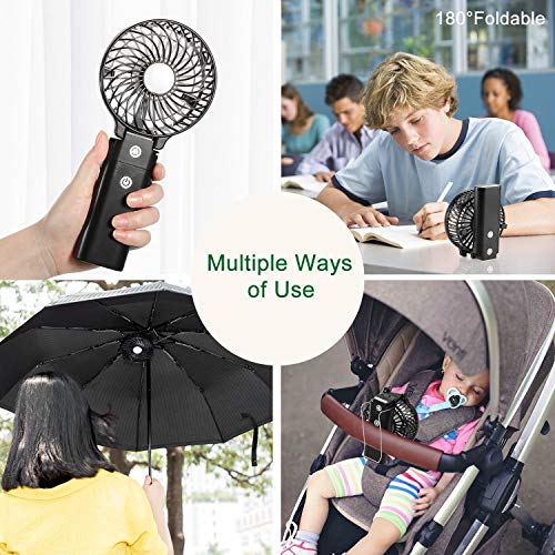 COMLIFE Mini Ventilador USB de Mano Portátil Plegable de Sobremesa con 5200mAh Batería Recargable para Oficina, Hogar, Viajes, Ejercicio al Aire libre, etc.