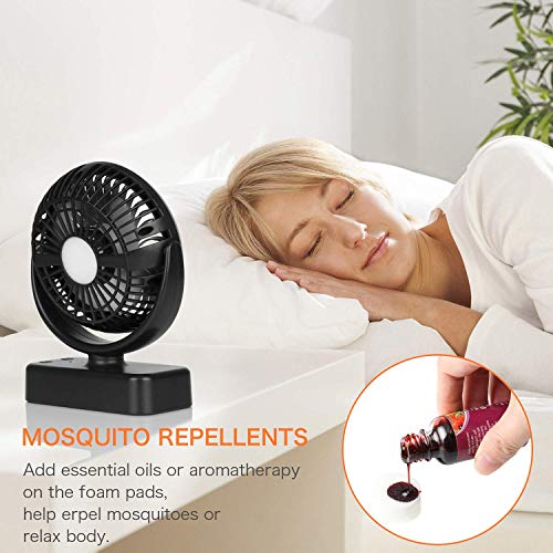 COMLIFE Ventilador de Escritorio Portátil con Luces LED para Camping con Batería Recargable 4400mAh 3 Velocidades Rotación de 360 ° Mini Fan Personal para el Hogar, Exterior, Oficina, Camping