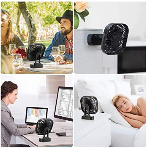 COMLIFE Ventilador USB de Mesa Escritorio Temporizador Silencioso con Batería Recargable 4000mAh 3 Velocidades para Dormirse, Estudiar, Trabajar, etc.
