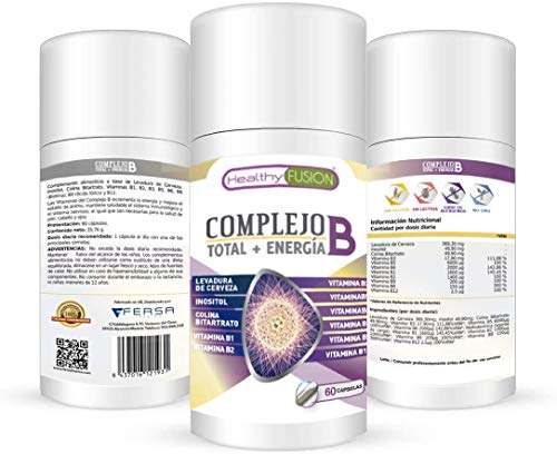 Complejo B | Potente y completo complejo B | Con vitaminas B1, B2, B3, B5, B6, B9 y B12 | Fortalece el sistema nervioso | Aporta energía extra | Protege el sistema cardiovascular | 60 cápsulas