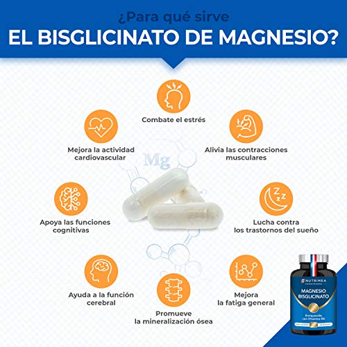 Complejo de Citrato y Bisglicinato de Magnesio | 200 Cápsulas | Vegano Sin Gluten Sin Lactosa | Alta Absorción y Asimilación con Vitamina B6 | 3 meses Suministro | Fabricado en Francia | Estrés Fatiga