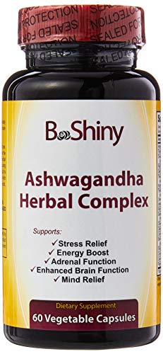 Complejo de hierbas Ashwagandha hecho con pimienta negra, cúrcuma, jengibre, extracto de albahaca, para aliviar el estrés, aliviar la ansiedad, suprarrenal y mejorar el estado de ánimo