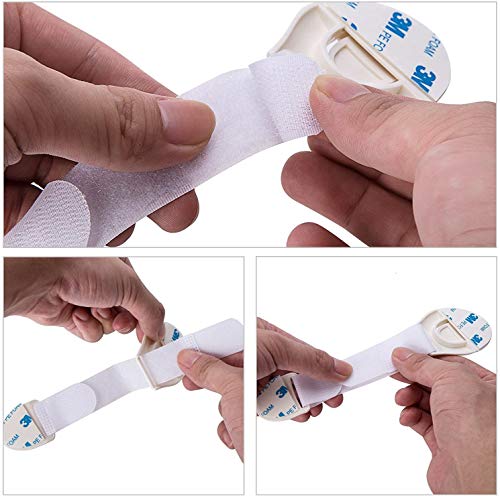 CompraFun 12Pcs Cerraduras de Seguridad para Niños, Cierre Alargado Seguridad Bebés, Bloqueo de Seguridad para Armarios Cajones Puertas Electrodomésticos Adhesivo 3M, Cuidado para Bebé Niños.