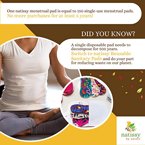 Compresas de tela reutilizables, pack de 6 compresas ecologicas de algodón orgánico con alas (de tamaños S+M) HECHAS EN LA UE, para menstruación, incontinencia; compresas lavables organico para mujer