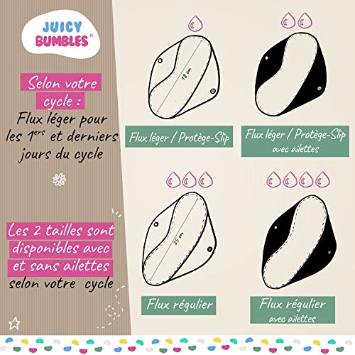 Compresas Lavables de Bambú – Salva eslips & Protecciones de Lencería Reutilizables con Alas – Compresas Absorbentes Lavables - Flujo Normal y Abundante