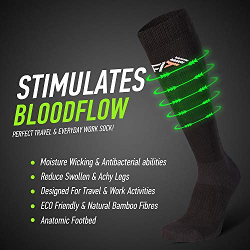 COMPRESSION FOR ATHLETES, Calcetines de compresión de bambú, Comodidad y Ajuste, Costura Plana en la Puntera