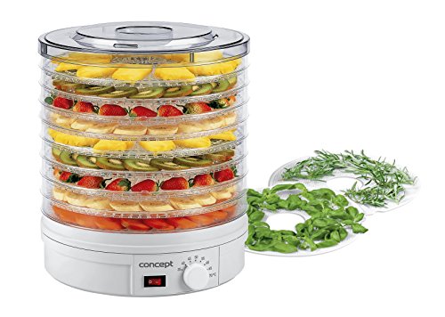 Concept Electrodomésticos SO1020 Deshidratador de alimentos, con 9 bandejas de abastecimiento, temperatura ajustable de 35-70 grados, 245 W, 46 Decibelios, Plástico, Blanco
