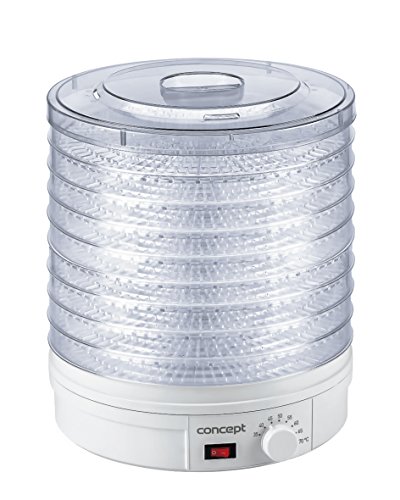 Concept Electrodomésticos SO1020 Deshidratador de alimentos, con 9 bandejas de abastecimiento, temperatura ajustable de 35-70 grados, 245 W, 46 Decibelios, Plástico, Blanco