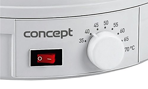 Concept Electrodomésticos SO1020 Deshidratador de alimentos, con 9 bandejas de abastecimiento, temperatura ajustable de 35-70 grados, 245 W, 46 Decibelios, Plástico, Blanco