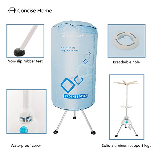 Concise Home Nuevo Secador eléctrico portátil 1000 W Gran Capacidad 10 kg Doble aleación de Aluminio Ahorro de energía Ropa húmeda de Interior Aire Caliente Secado Armario