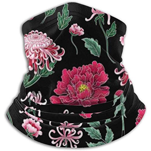Conjunto Calentador Cuello Flores Botánicas Crisantemo Peonías Bufanda Vector, Mascarilla O Sombrero, Neck Polaina, máscara de esquí con Gorra para el Cuello