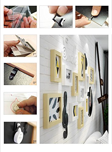 Conjunto de 11 Marcos, marcos de fotos de Madera de Pino Marcos de Cuadros combinación de Fondo Pared de Pared de Fotos para salón/con Cuadros/Personalidad (Color : Negro+Blanco)