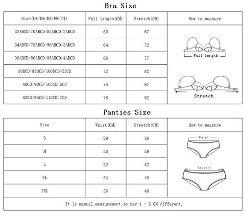 Conjunto de lencería Varsbaby para mujer, sujetador push up y braga con bordados de encaje Azul azul 95B