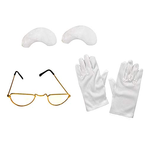 CONJUNTO DE PAPÁ NOEL CONJUNTO DE ACCESORIOS DE DISFRACES DE LUJO PAPÁ NOEL ACCESORIOS COMPLETOS DE 7 PIEZAS - QUE INCLUYE PELUCA + BARBA + GUANTES + GAFAS + CEJAS + SACO DE SANTA + CAMPANA