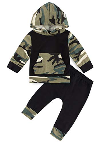 Conjunto de Sudadera con Capucha Dos Piezas niños bebés 6-12 polillas Camuflaje Dibujos Trajes Manga Larga Sudadera otoño Invierno Deporte pantalón Informal niño pequeño Navidad Traje de Halloween