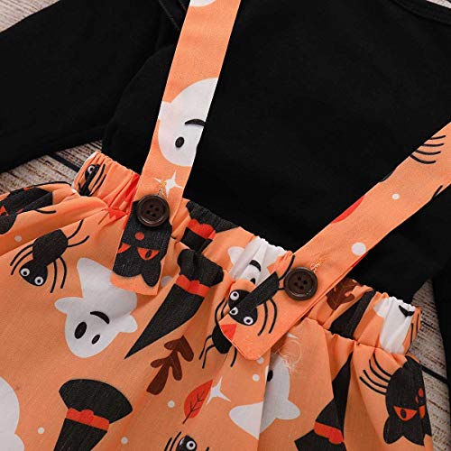 Conjuntos para Bebés Niñas Otoño Invierno 2018 Moda PAOLIAN Camisetas Manga Largas + Falda de Tirantes Halloween Fiestas Ropa para recién Nacidos 12 Meses - 4 años Estampado Calabaza