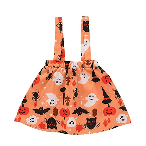 Conjuntos para Bebés Niñas Otoño Invierno 2018 Moda PAOLIAN Camisetas Manga Largas + Falda de Tirantes Halloween Fiestas Ropa para recién Nacidos 12 Meses - 4 años Estampado Calabaza