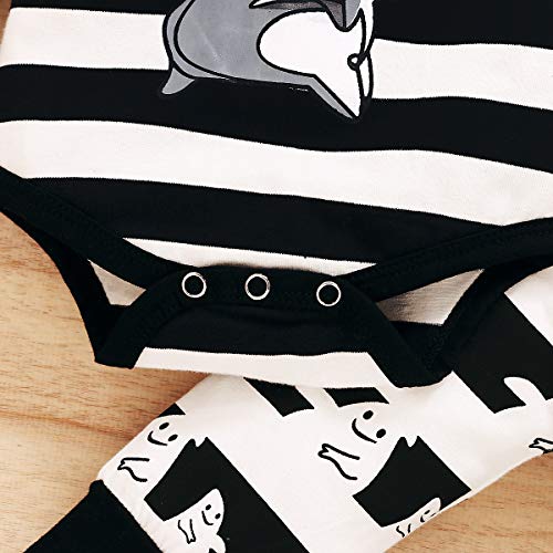 Conjuntos para Niña Invierno Bodies Manga Larga con Rayas Pijama Bebé Recién Nacido Mangas Largas + Pantalones Largos Dibujos + Gorro para Halloween Fiesta (Negro, 0-6 M)