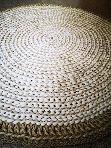 Con&Sal Alfombra artesana Redonda,de Yute y trapillo. Más de 780 Nudos Dobles decoración Tendencias bohochic rústico diseño Exclusivo 80 cm de diámetro Aprox.Regalos Originales.