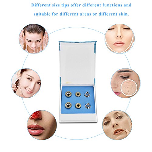 Consejos dermoabrasión diamante - Sustitución de Microdermabrasion del diamante Consejos dermoabrasión, acero inoxidable Filtro Conjunto, for los defectos de la piel, arrugas, pigmentación, 6 piezas