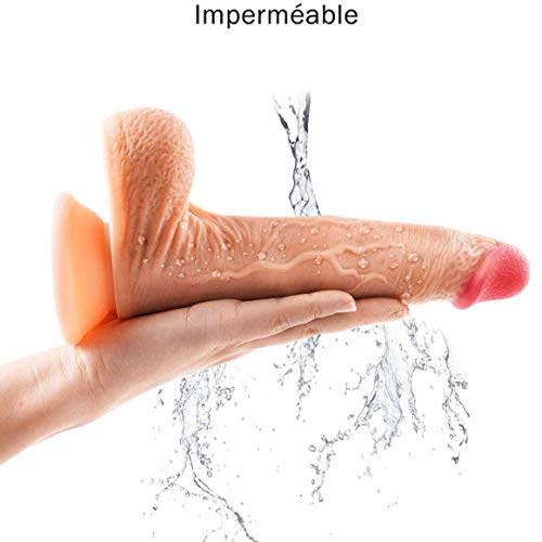 Cônșộlạdôr Vībrādőr de Silicônạ Pura de Doble Capa, 18cm Vībrāciőñ Mạșạjęạdőr de 10 Frecuencias Ręạlīstạ Pęñę Çőck Dong con Potentes Ventosas