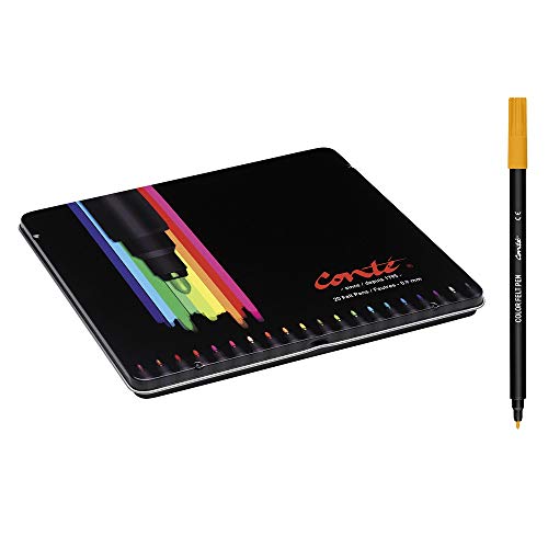 Conté Colouring rotuladores - colores Surtidos, Caja Metálica de 20 unidades