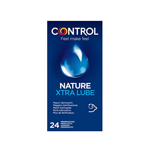 Control Nature Xtra Lube - Caja de condones, gama placer natural, mayor lubricación, perfecta adaptabilidad, sexo seguro, 24 unidades