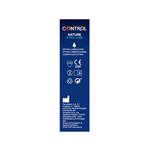 Control Preservativos Nature Xtra Lube - Caja de condones, gama placer natural, mayor lubricación, perfecta adaptabilidad, sexo seguro, 12 unidades